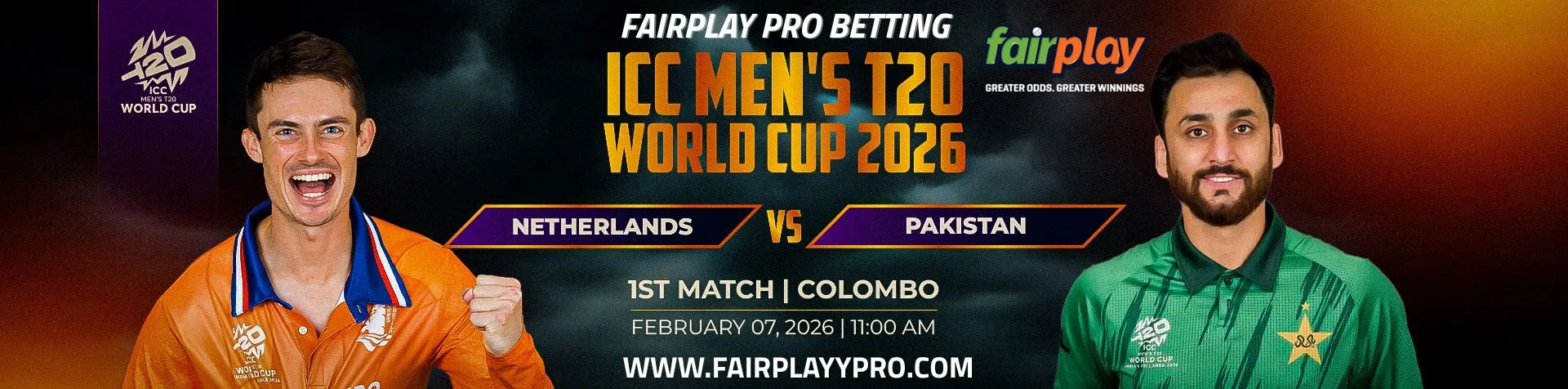 icc mens t20 world cup 2026 netherlands vs pakistan 1st match fairplaypro